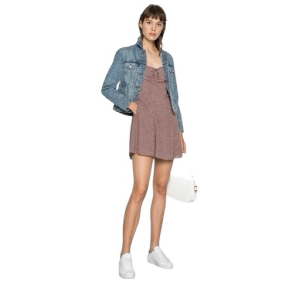 NWT Abercrombie & Fitch Portrait Neck Long Sleeve Polka Dot Mini Dress Sz M - Picture 2 of 16